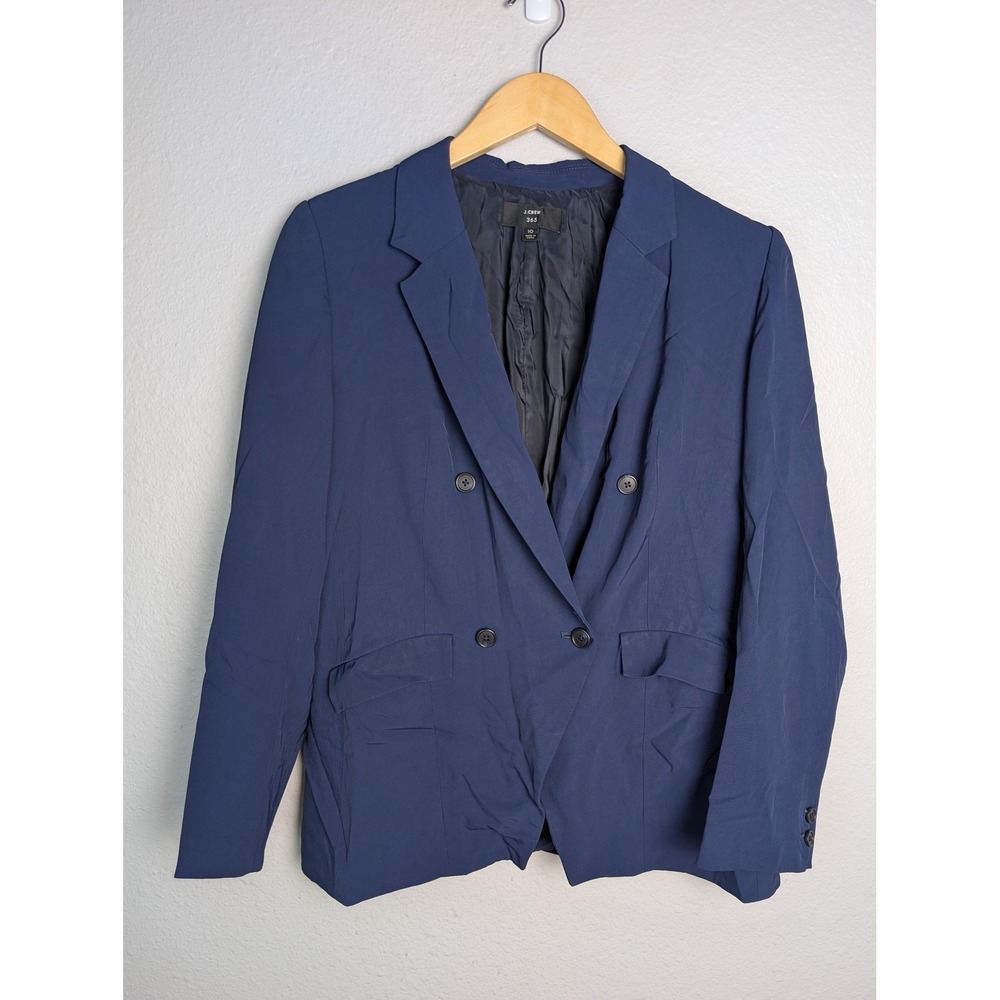 J.CREW 365 Blazer Womens 10 Blue‎ Triacetate Polyester Twill Lined Four-Button
